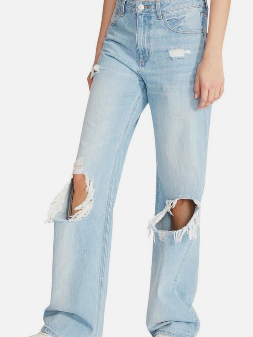 Steve Madden distressed high-rise baggy jeans, size 26, light blue